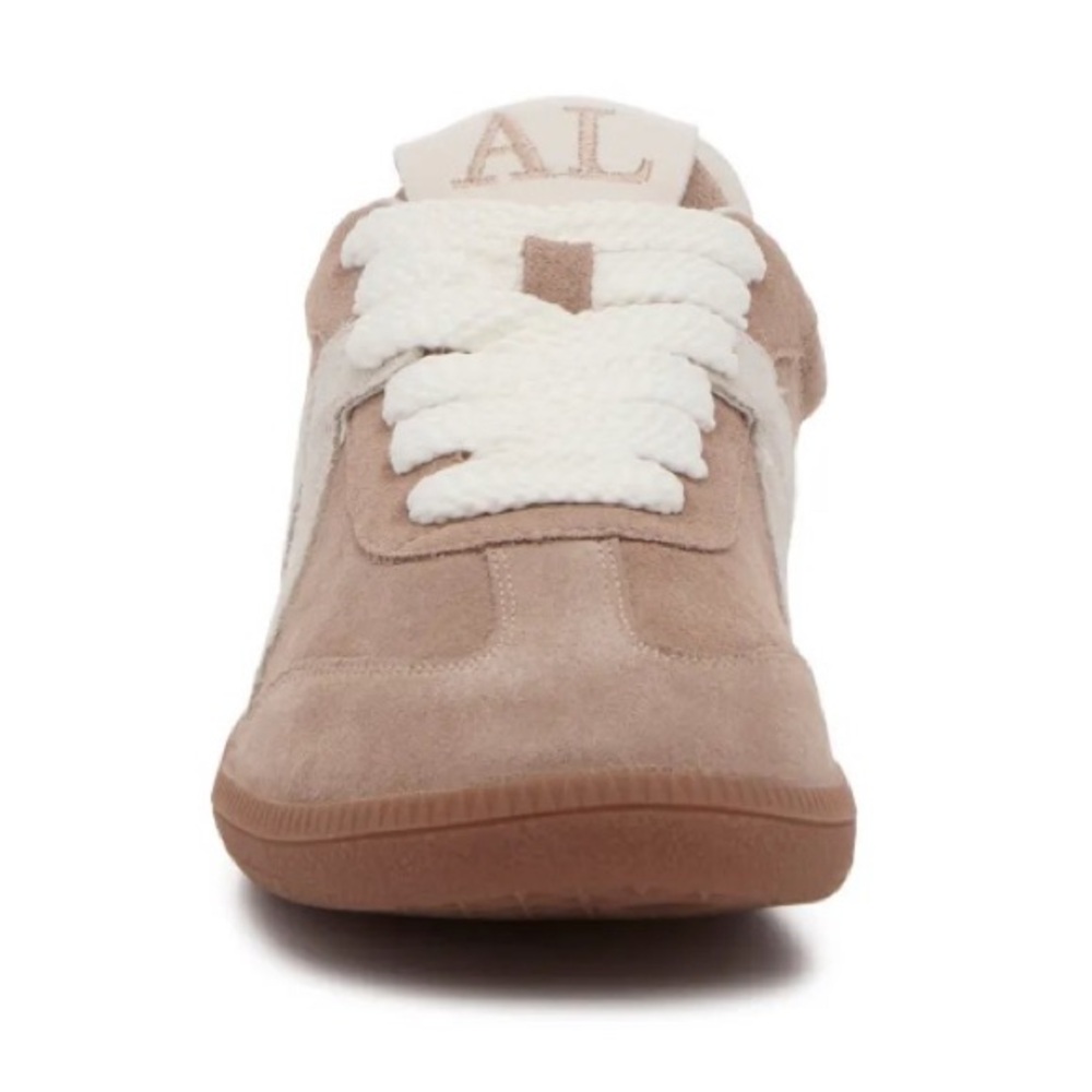Elegant Tan Suede Women's Sneakers - Picture 3 of 7